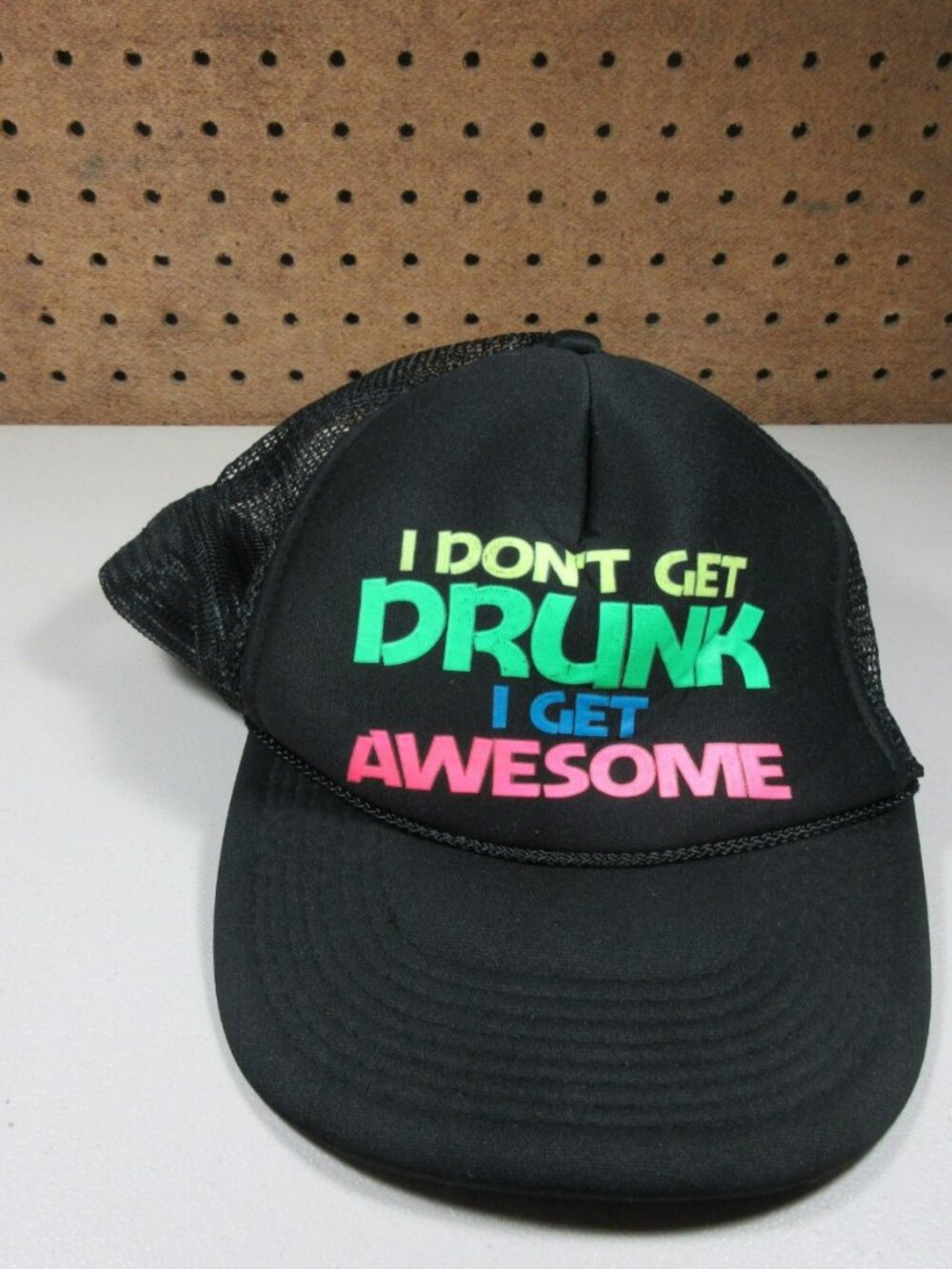 OTTO mens black Awesome Drunk snapback trucker hat OS